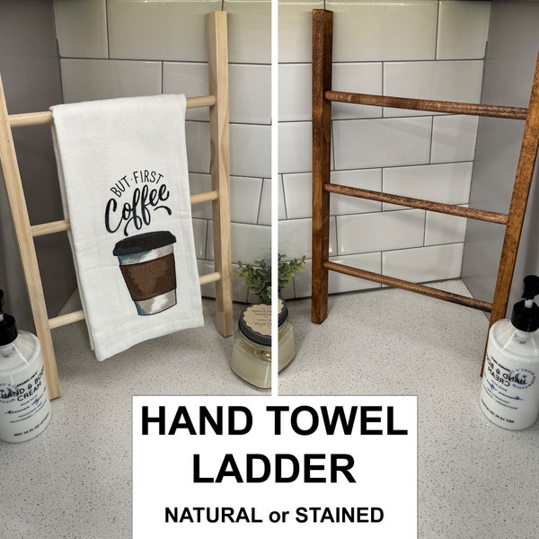 Tea Towel Ladder ~ Kitchen Towel Ladder Display ~ Bathroom Hand Towel Rack ~ Mini Wooden Towel Rack ~ Farmhouse Decor ~ FREE SHIPPING