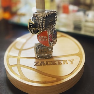 Basketball stacked ring holder ~ Championship Ring Display ~ Tournament Ring Holder ~ Personalized ~ FREE SHIPPING
