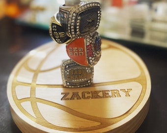 Basketball stacked ring holder ~ Championship Ring Display ~ Tournament Ring Holder ~ Personalized ~ FREE SHIPPING