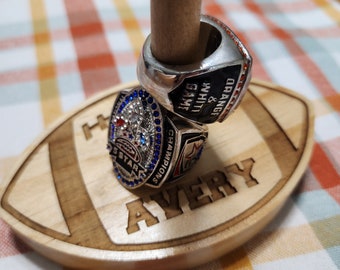 Football stacked ring holder ~ Championship Ring Display ~ Tournament Ring Holder ~ Personalized ~ FREE SHIPPING