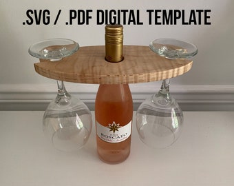 Instant Download: Wine Bottle and Glass Display ~ SVG and Printable PDF template / pattern