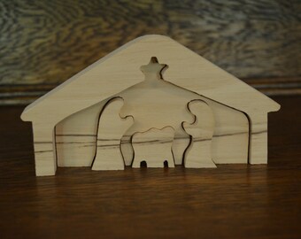 Natural Wood Nativity Puzzle Set ~ Christmas ~ Unfinished ~ Manger Scene ~ Handmade ~ FREE SHIPPING