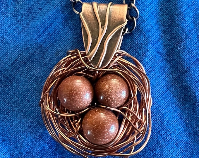 Goldstone "Eggs" in a Copper Nest