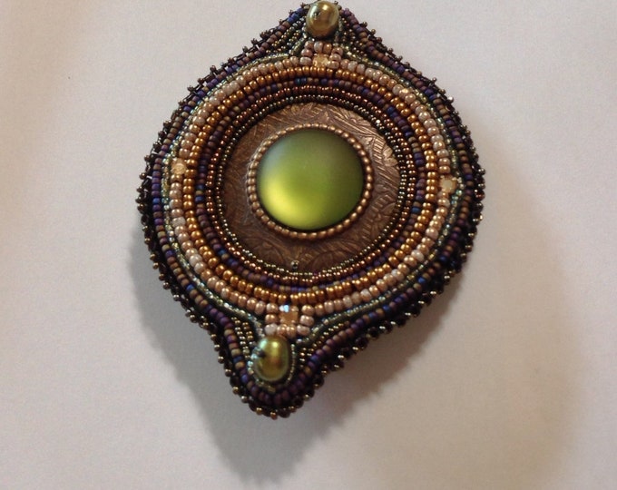 Bronze and Green Pendant and Pin
