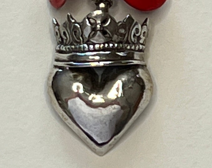Heart and Crown with Pearl and Roses Necklace