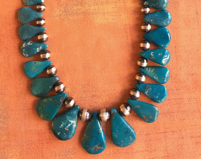 Graduated Turquoise and Navajo Pearl Necklace