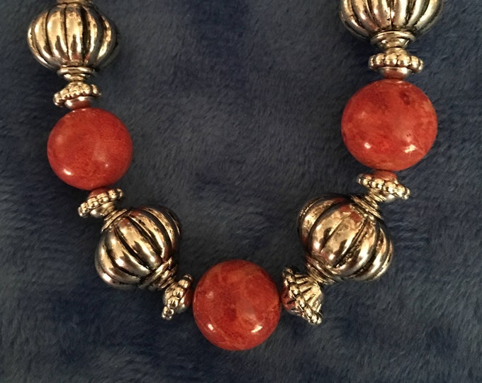 Coral and Silver Necklace
