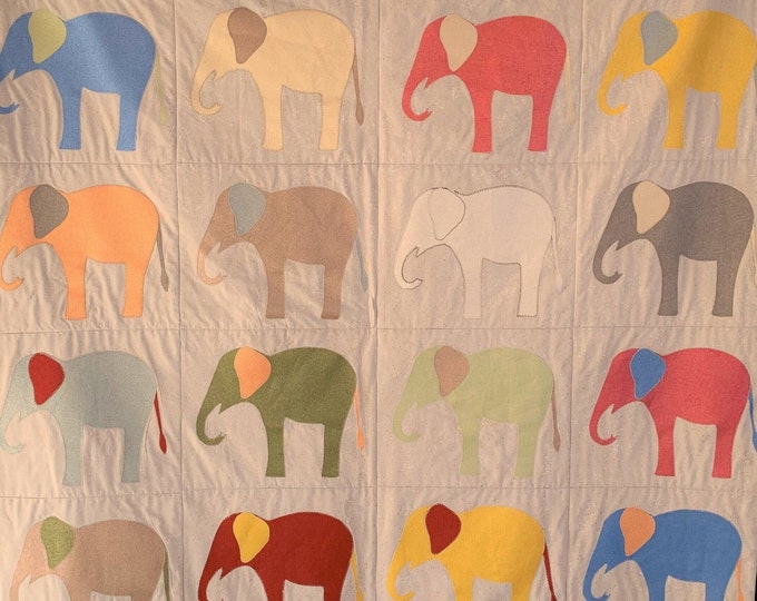 Elephants Quilt (Metallic looking elephants)