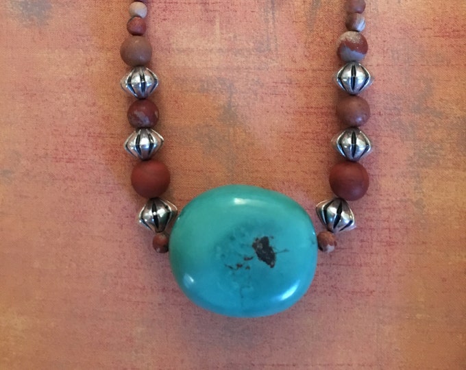 Turquoise, Jasper and Silver Necklace