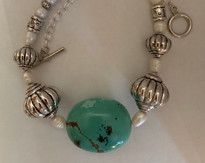 Turquoise and Pearl  Necklace