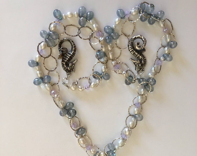 Seahorses and "Bubbles" Sterling Silver Necklace