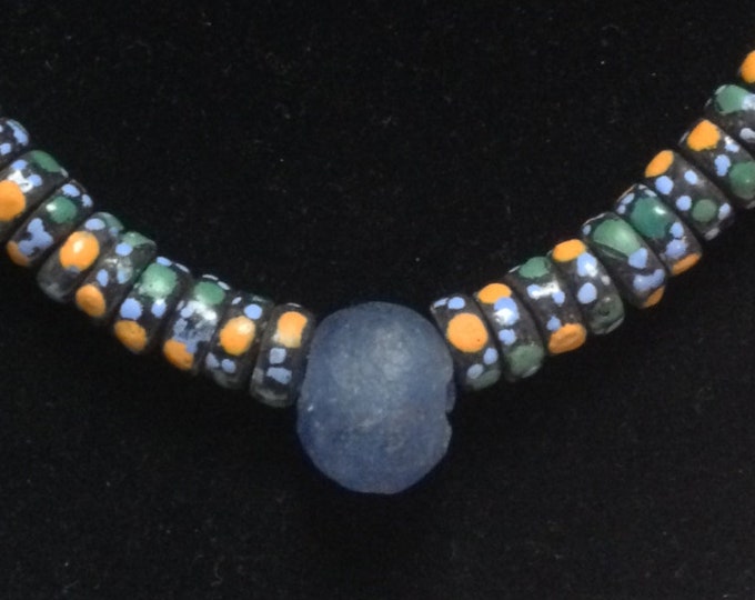 Blue and Orange Bead Necklace