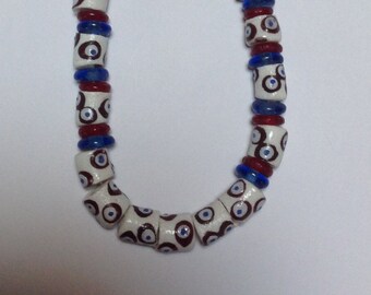 vintage glass and clay necklace