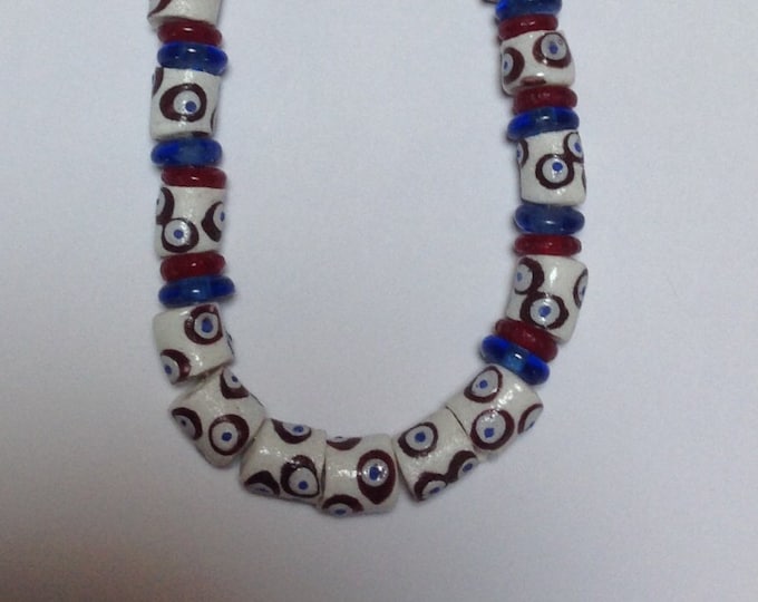 vintage glass and clay necklace