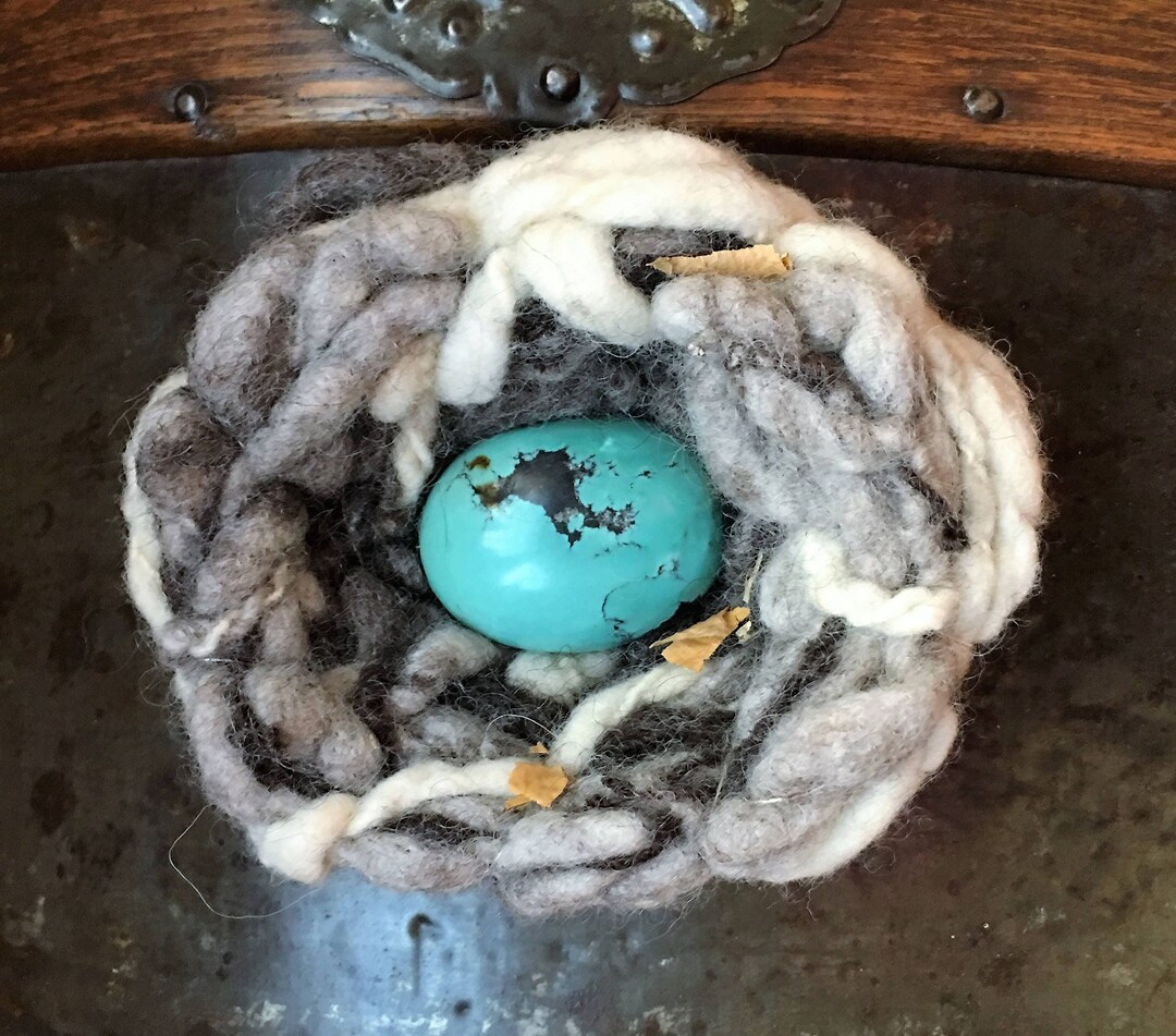 Turquoise Egg in Wool Nest - Etsy
