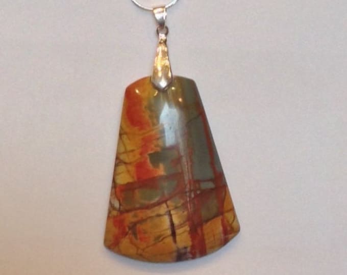 Large Jasper pendant with necklace