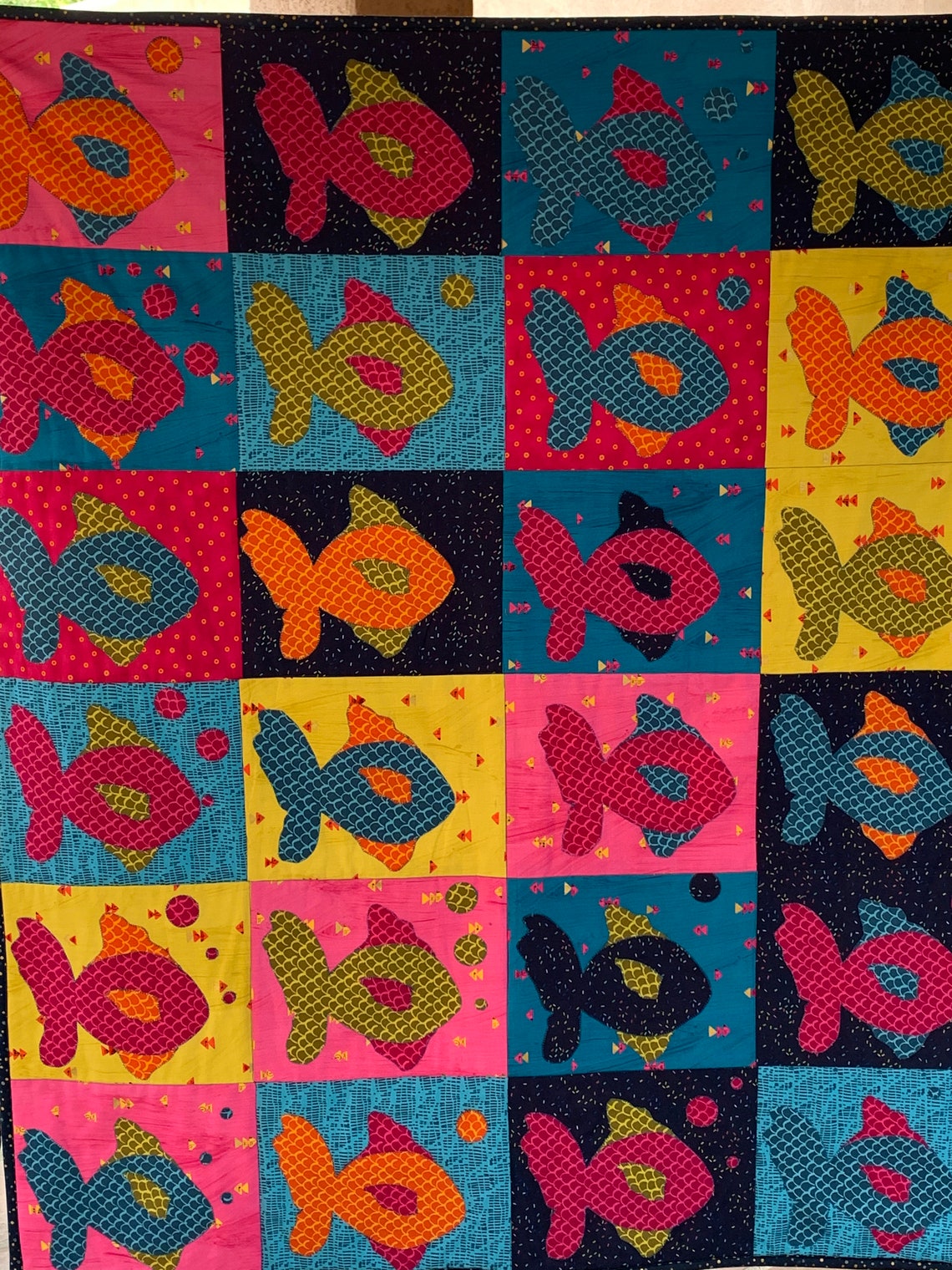 Fish School Quilt Etsy