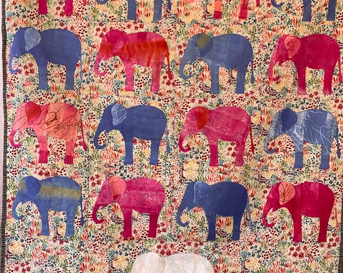 Elephant Quilt of Pinks and Blues Florals