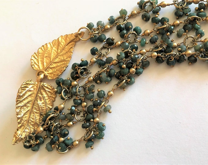 Emerald and Vermeil Gold Necklace