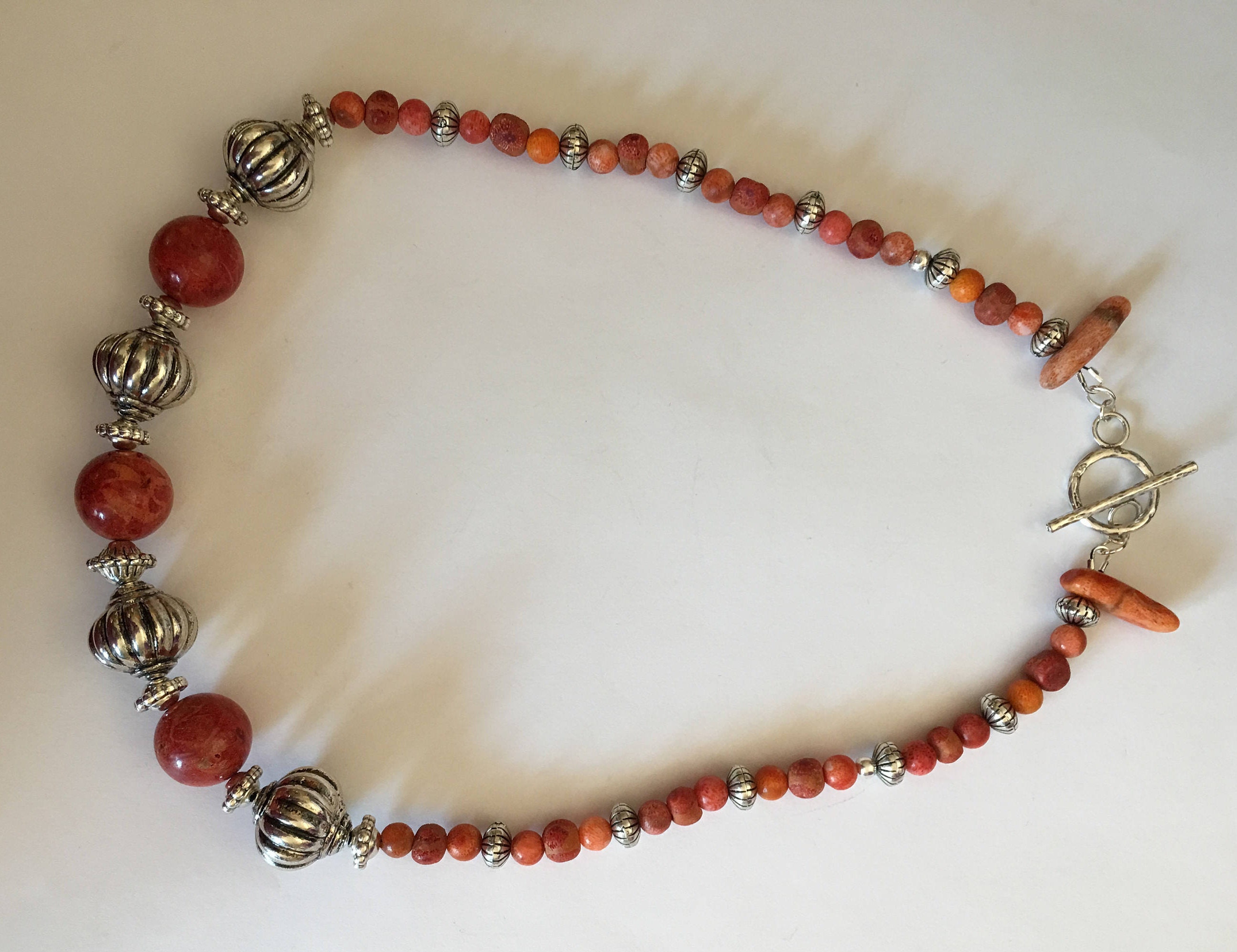 Coral and Silver Necklace