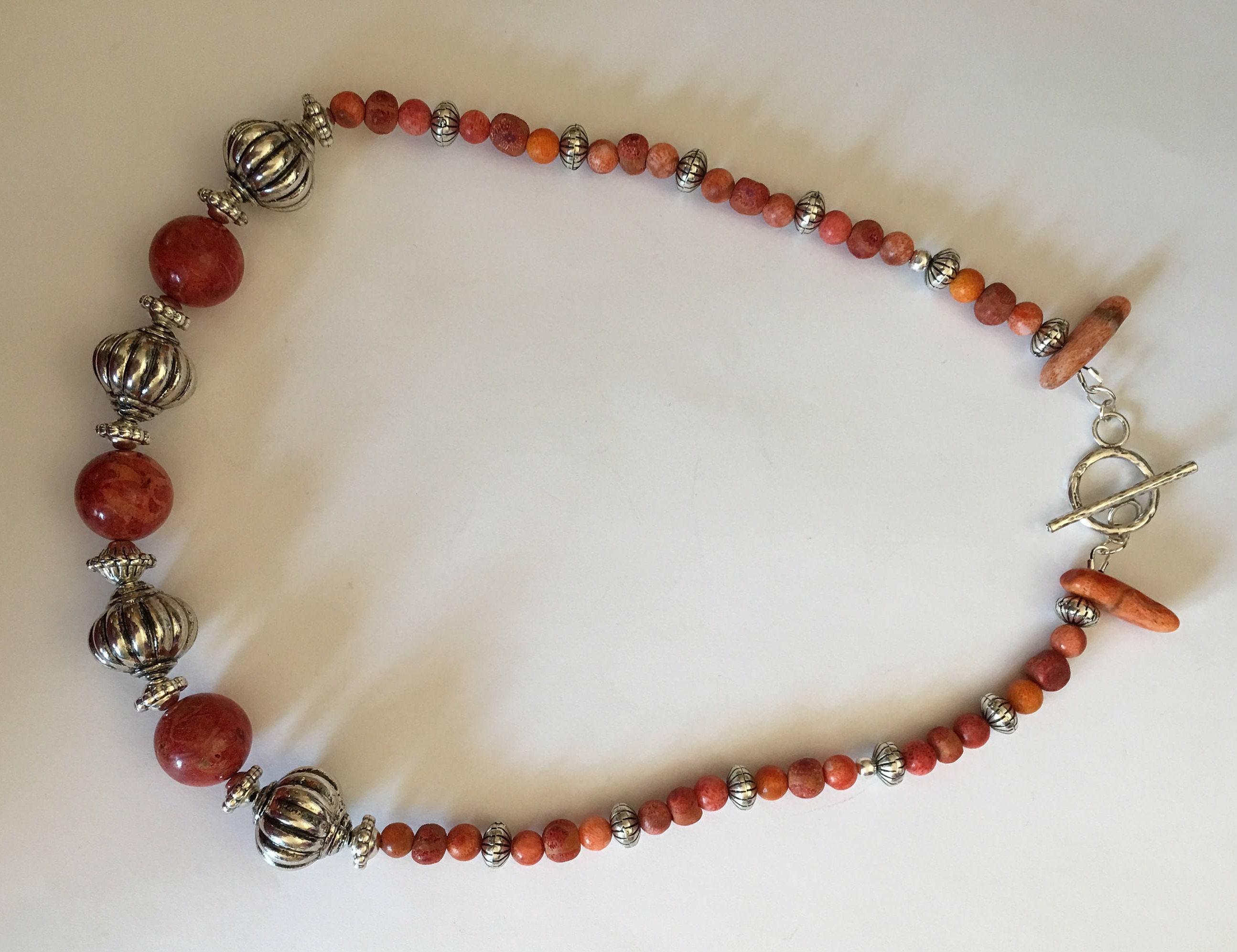 Coral and Silver Necklace