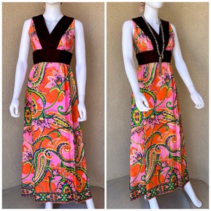 Technicolor Psychedelic Paisley Sleeveless Maxi Dress