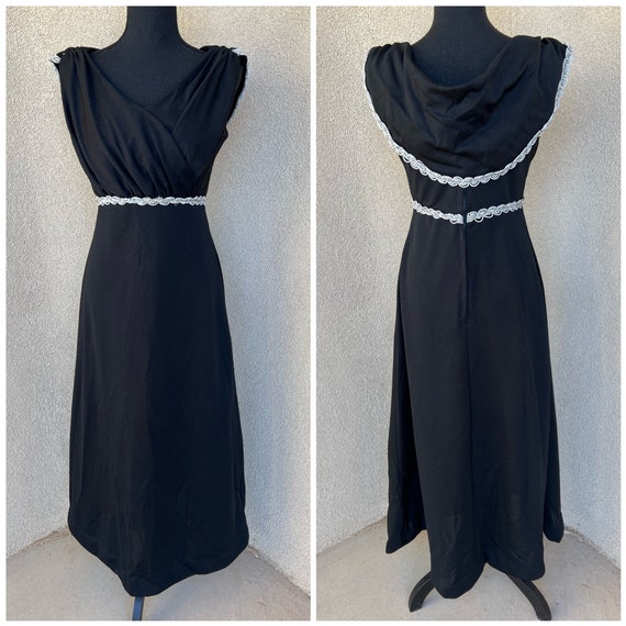 Vintage 1960s Black Caped Evening Gown - image 1
