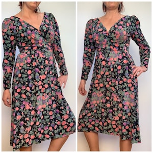 1990s Balenciaga Paris 100% Silk Floral Dress
