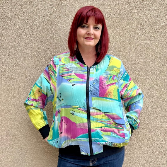 Vintage 1980s Abstract Print Windbreaker - image 2