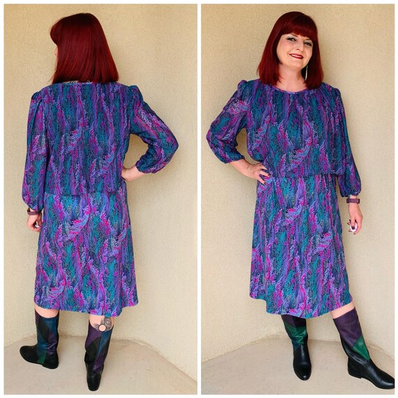 Vintage 1980s Fern Pattern Dress - image 5