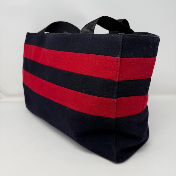 KATE SPADE Vintage Y2K Navy Blue & Red Wool Tote … - image 5