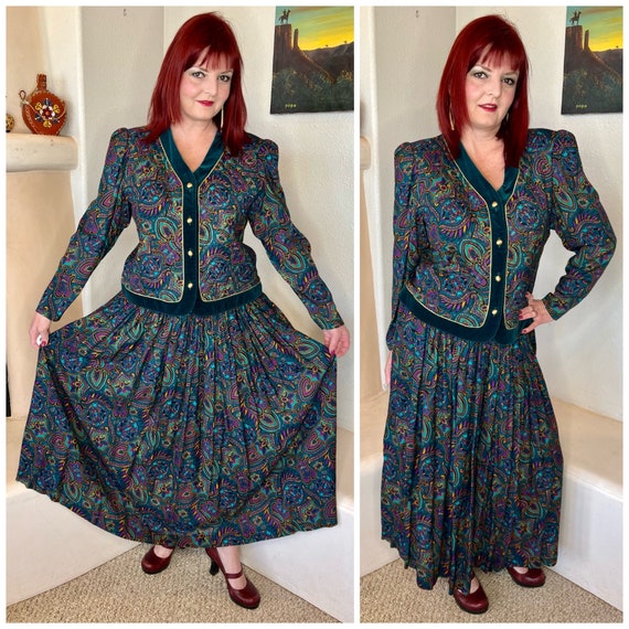 Vintage 1980s Quilted Blazer & Skirt Set - image 4