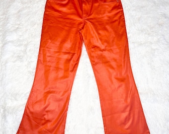 Metallic Wet Look Orange Spice '90s Raver Pants