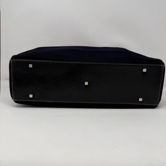 KATE SPADE Vintage Y2K Navy Blue & Red Wool Tote … - image 8