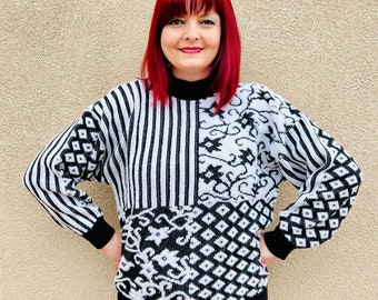 Vintage 1980s-1990s Multi Pattern Sweater