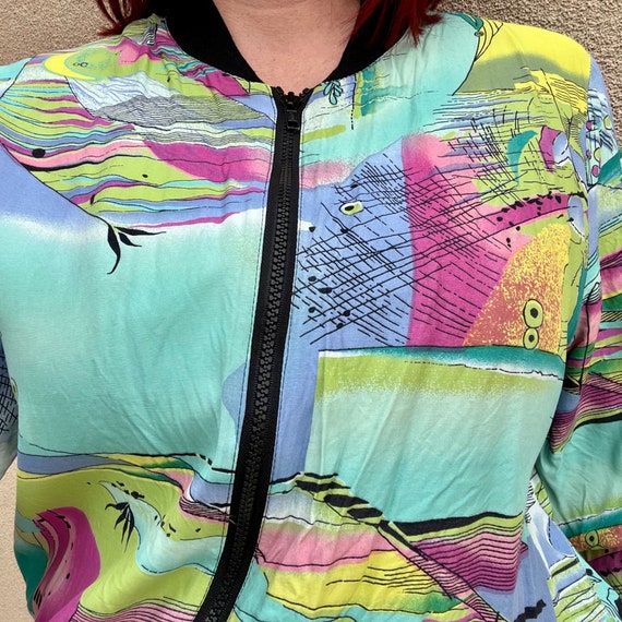 Vintage 1980s Abstract Print Windbreaker - image 5