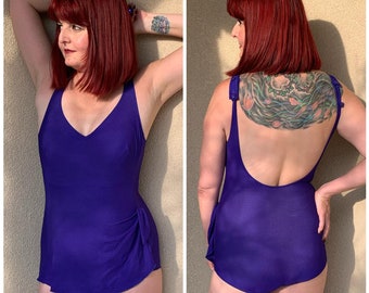 Vintage 1970s Royal Blue Swim Suit