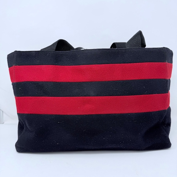 KATE SPADE Vintage Y2K Navy Blue & Red Wool Tote … - image 4