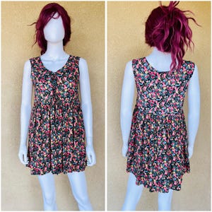 Vintage 90s Floral Babydoll Short Dress Tunic