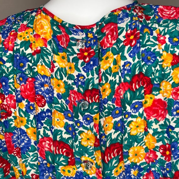 80s Albert Nipon Colorful Floral Drop Waist Silk … - image 5