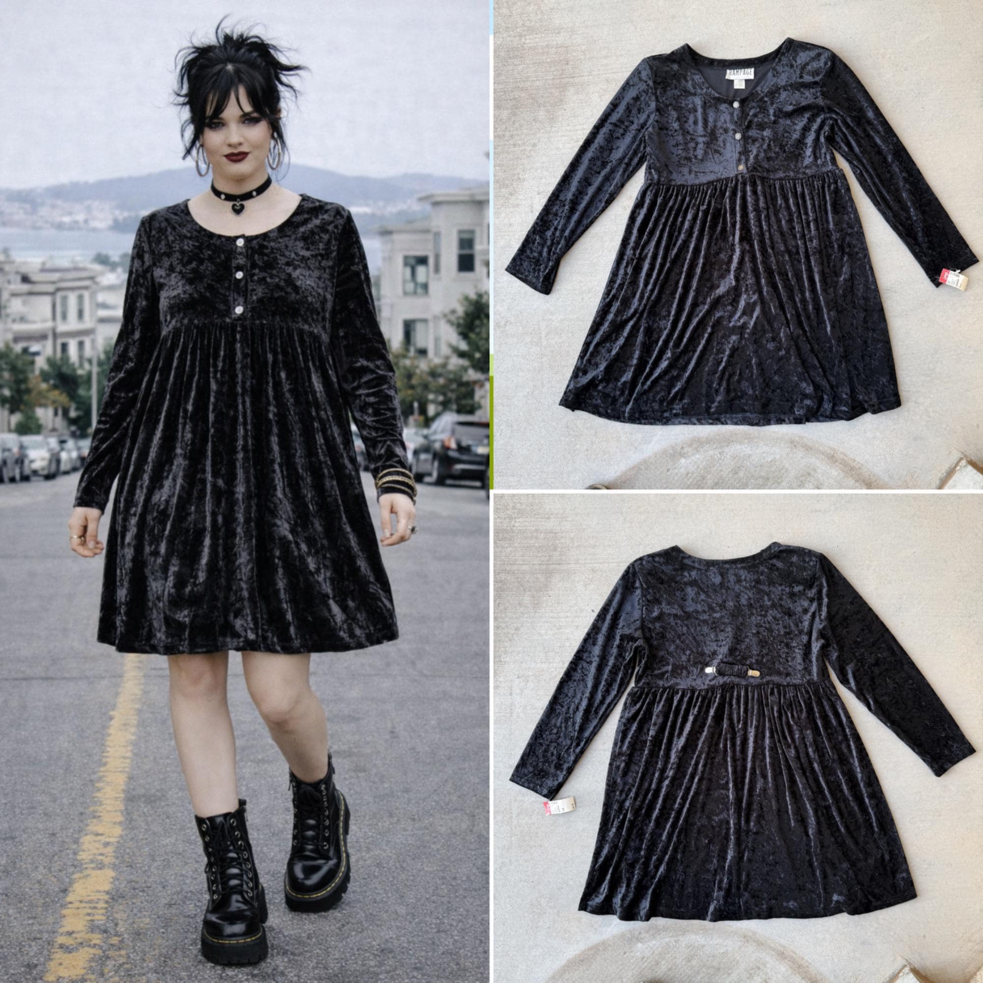 long sleeve backless velvet dress Alesha Backless Velvet Dress in Black main image 0
