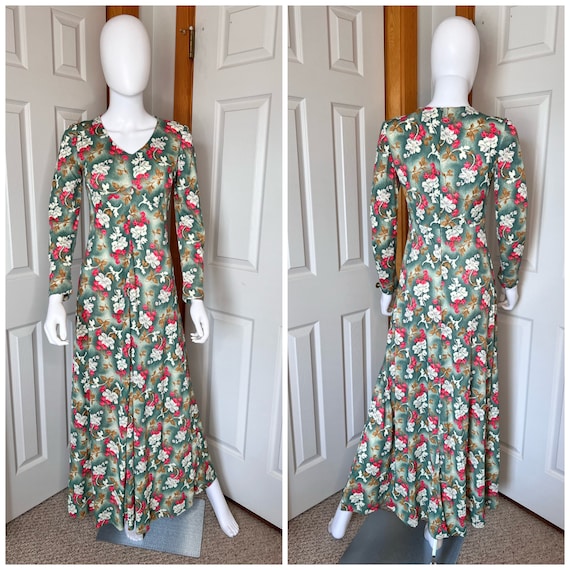 Handmade 1970s Long Sleeve Floral Maxi Dress - Gem