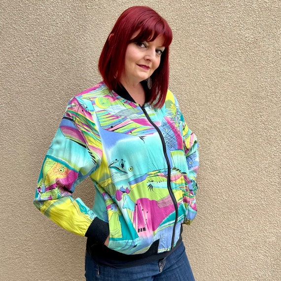 Vintage 1980s Abstract Print Windbreaker - image 1