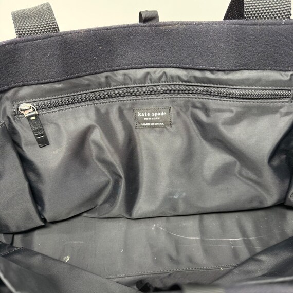 KATE SPADE Vintage Y2K Navy Blue & Red Wool Tote … - image 10