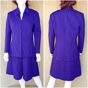 Vintage 60s Purple Textured Dress and Blazer Set