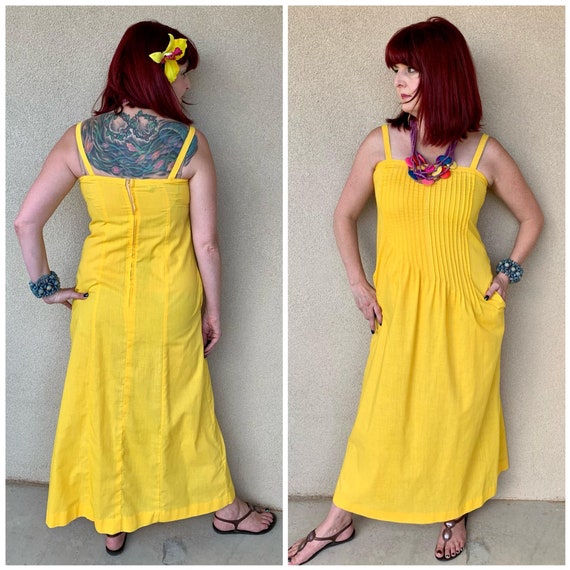 Vintage 1970s Lemon Yellow Sundress - image 1