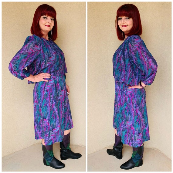 Vintage 1980s Fern Pattern Dress - image 2