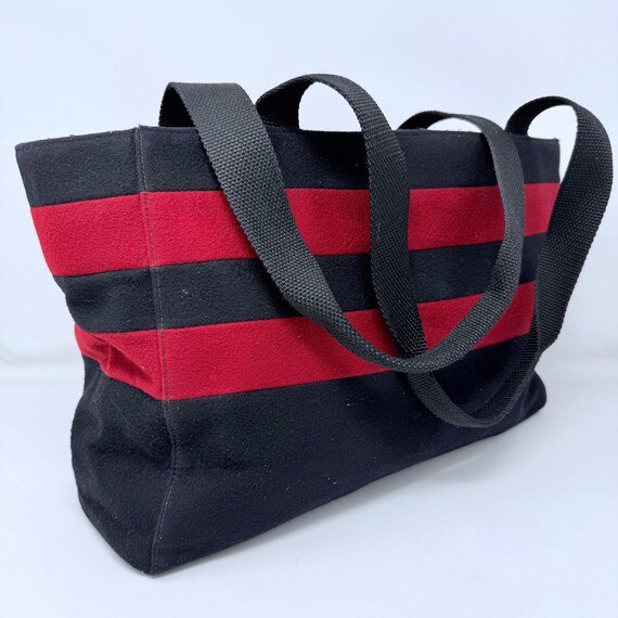 KATE SPADE Vintage Y2K Navy Blue & Red Wool Tote … - image 6
