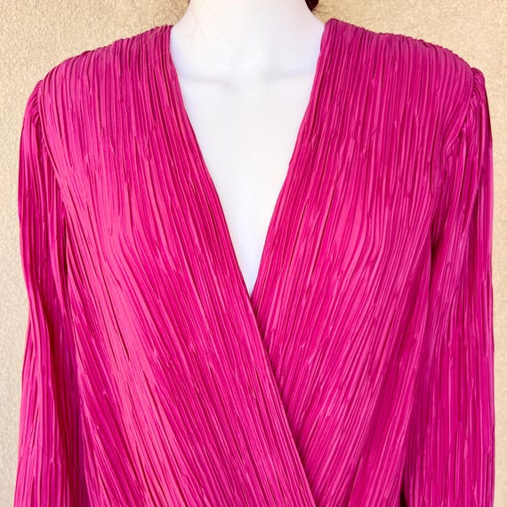 VOLUP Vintage 80s Magenta Pleated Dress Leslie Po… - image 6