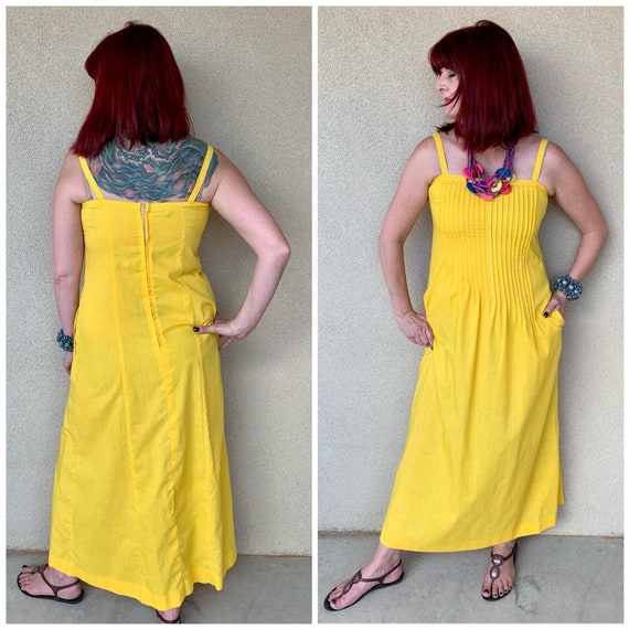 Vintage 1970s Lemon Yellow Sundress - image 2